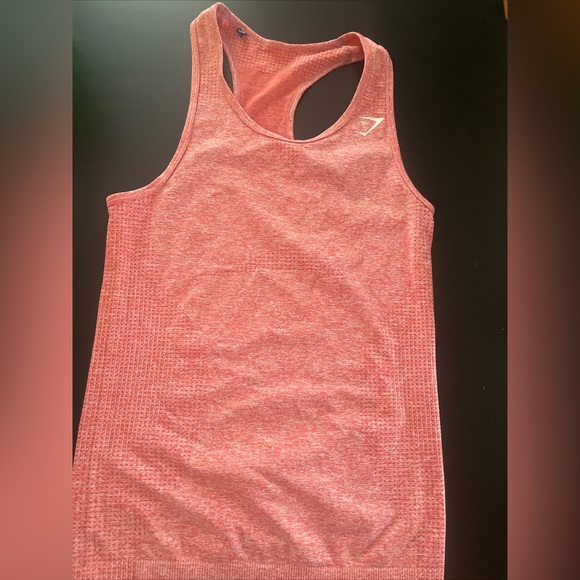 Gymshark Womens Seamless Tank Top Pale Red Size XS/S Stretch Athletic Racerback - Picture 2 of 6
